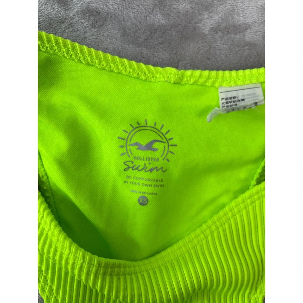 Hollister Neon Lime Green Ribbed Underwire Bikini Set Small Top XS Bottoms